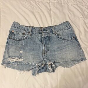 Levi's Light Blue Distressed Jean Shorts